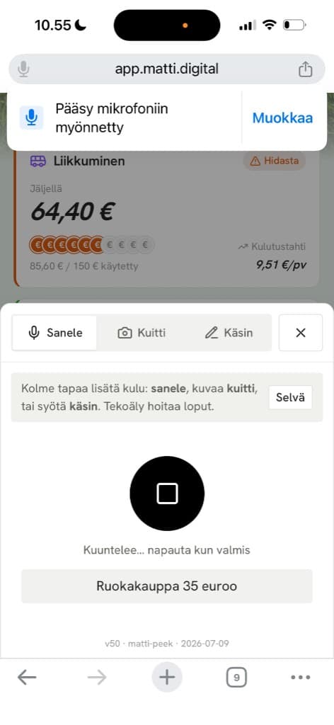 Kulun kirjaus: sanele, kuitti tai käsin