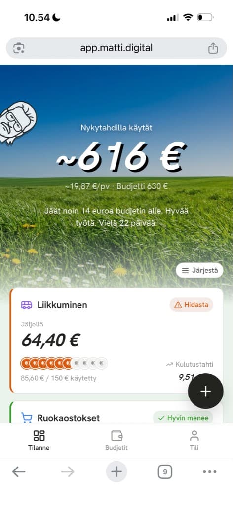 Matin tilannenäkymä: ennuste jää budjetin alle